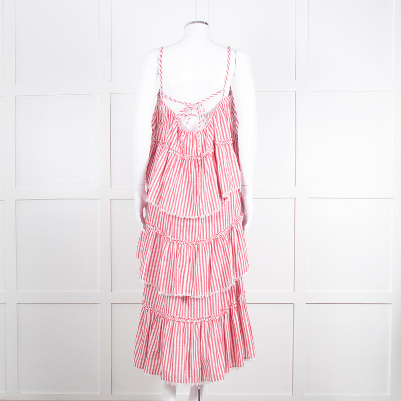 Cing a Sept Red and White Candy Stripe Tiered Strappy Dress
