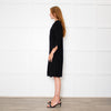Weill Black 3/4 Sleeve Ribbon Detail Dress