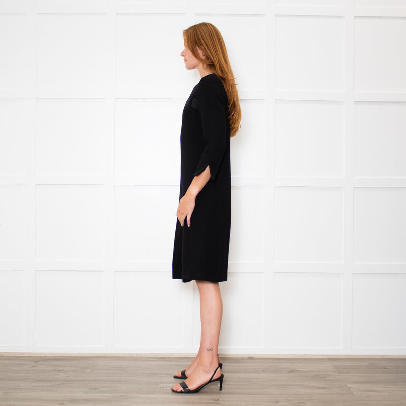 Weill Black 3/4 Sleeve Ribbon Detail Dress