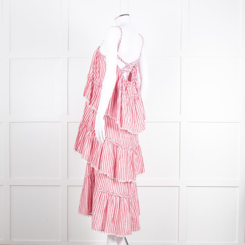 Cing a Sept Red and White Candy Stripe Tiered Strappy Dress