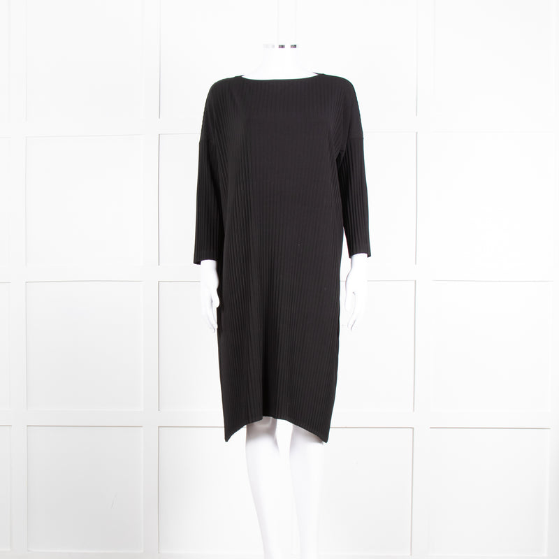 NU Black Ribbed Drop Sleeve Knee Length Dress