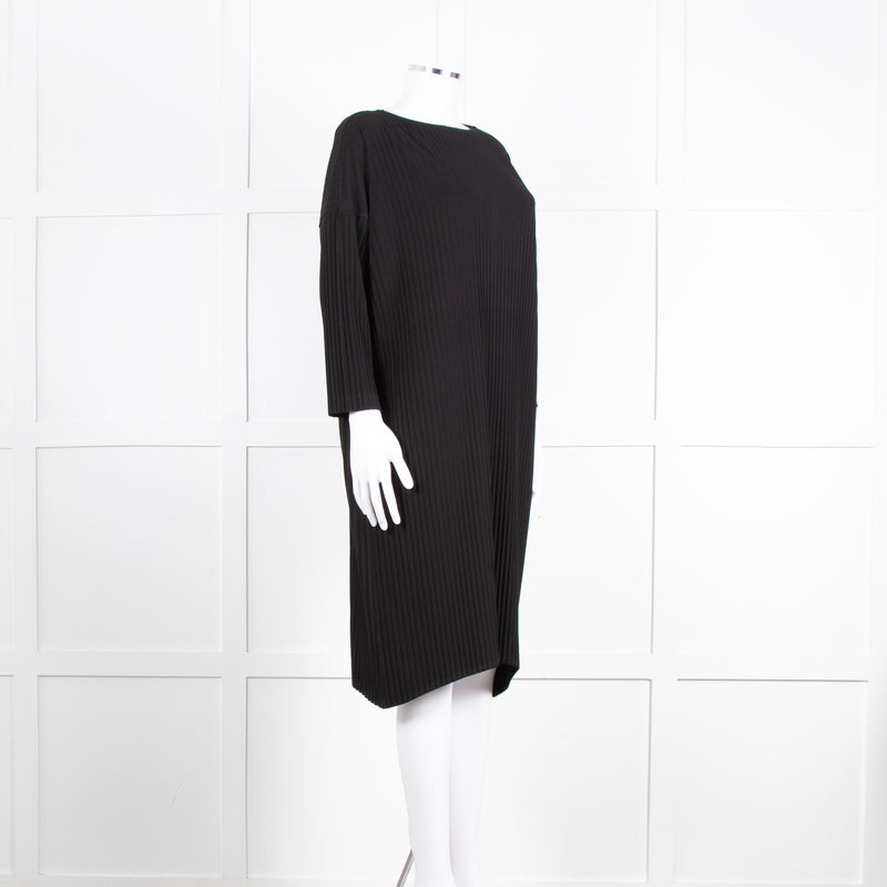 NU Black Ribbed Drop Sleeve Knee Length Dress
