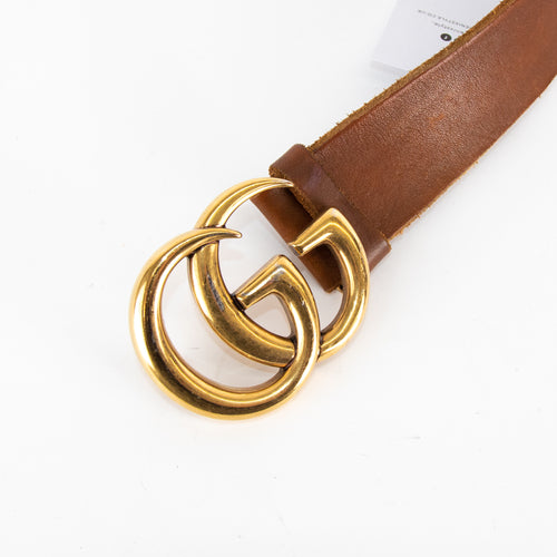 Gucci Marmont Logo Belt in Tan