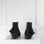 J.W. Anderson Navy Suede Frilled Ankle Boots
