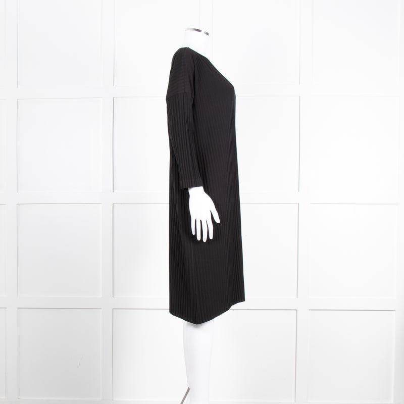 NU Black Ribbed Drop Sleeve Knee Length Dress