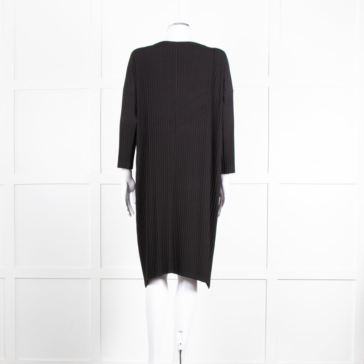 NU Black Ribbed Drop Sleeve Knee Length Dress