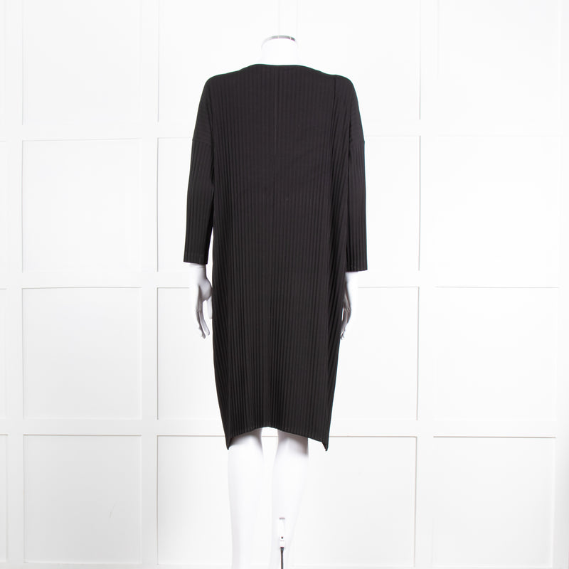 NU Black Ribbed Drop Sleeve Knee Length Dress