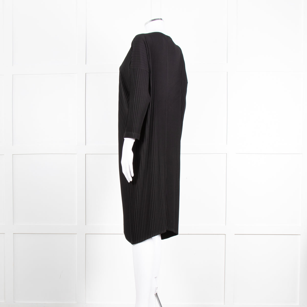 NU Black Ribbed Drop Sleeve Knee Length Dress