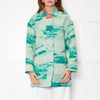 Longchamp Turquoise Orange  Print Long Jacket
