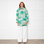 Longchamp Turquoise Orange  Print Long Jacket