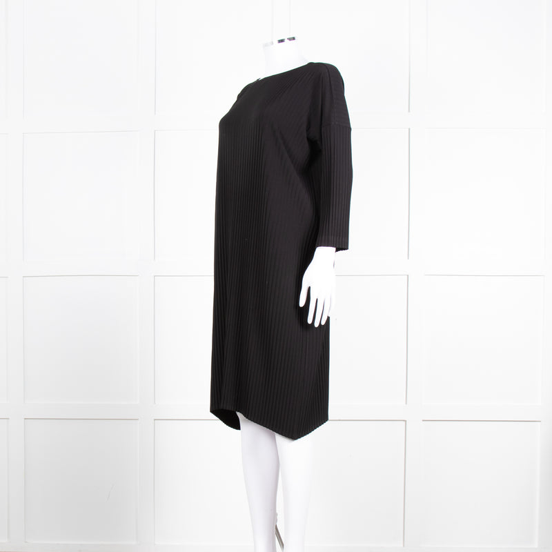 NU Black Ribbed Drop Sleeve Knee Length Dress