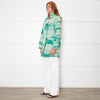 Longchamp Turquoise Orange  Print Long Jacket