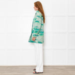 Longchamp Turquoise Orange  Print Long Jacket