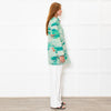 Longchamp Turquoise Orange  Print Long Jacket
