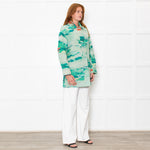 Longchamp Turquoise Orange  Print Long Jacket