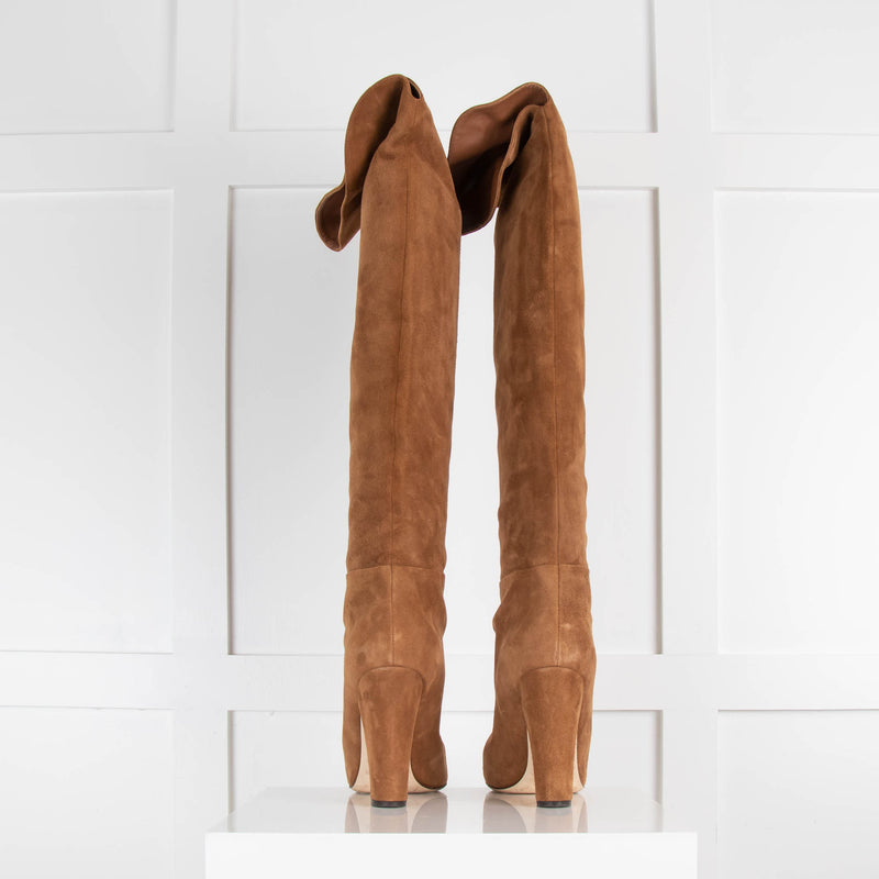 Sergio Rossi Brown Suede Over The Knee Boots