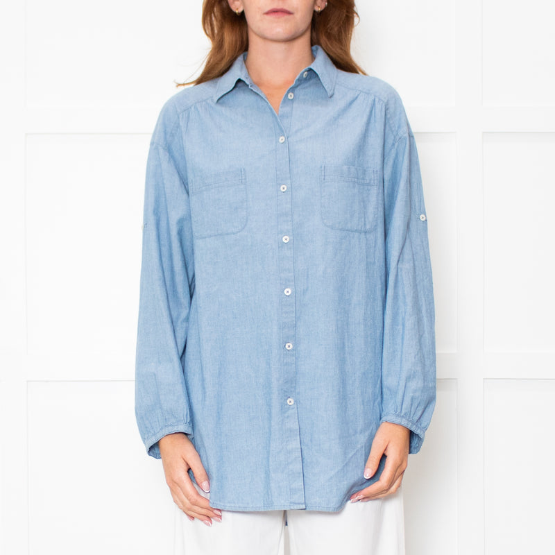 Vince Blue Cotton Long Sleeve Shirt