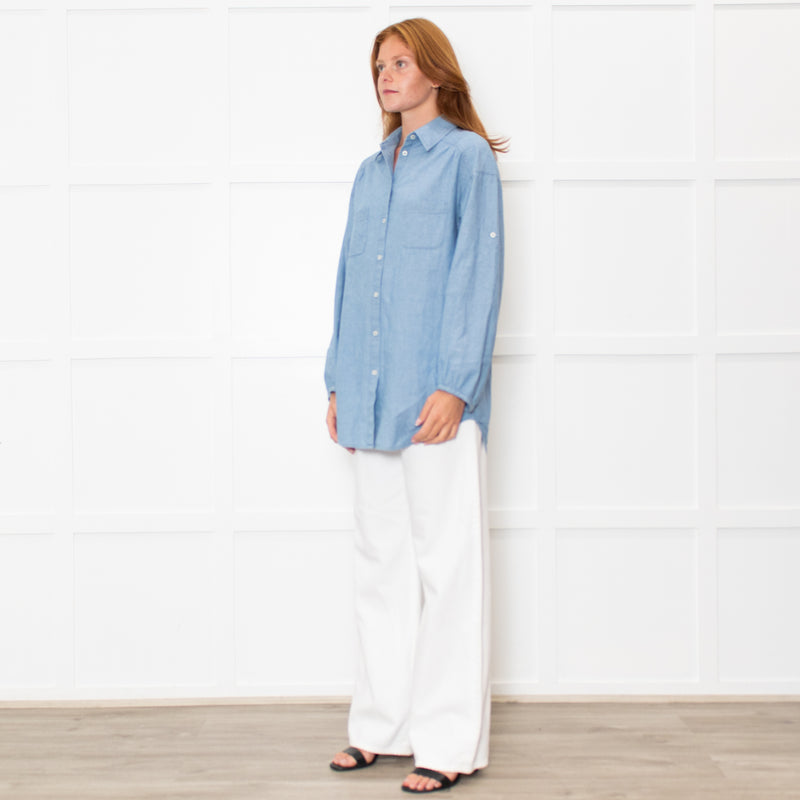 Vince Blue Cotton Long Sleeve Shirt