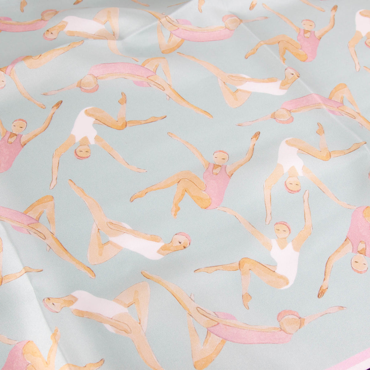 Max Mara Teal Synchronized Swimmer Silk Scarf