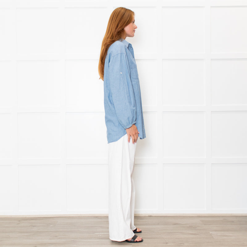 Vince Blue Cotton Long Sleeve Shirt