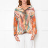 Sandro Orange Green Tie-Dye Embroidered Shirt