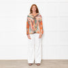 Sandro Orange Green Tie-Dye Embroidered Shirt