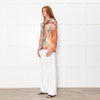 Sandro Orange Green Tie-Dye Embroidered Shirt