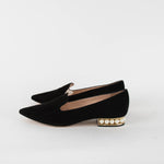 Nicholas Kirkwood Black Suede Faux Pearl Heel Shoes