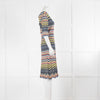 M Missoni Grey Yellow Zig Zag Short Sleeve Knit Dress