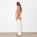 Sandro Orange Green Tie-Dye Embroidered Shirt