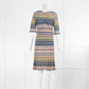 M Missoni Grey Yellow Zig Zag Short Sleeve Knit Dress