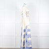 Emporio Sirenuse Cream Blue Embroidery Cotton Linen Blend Maxi Dress6