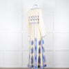 Emporio Sirenuse Cream Blue Embroidery Cotton Linen Blend Maxi Dress6
