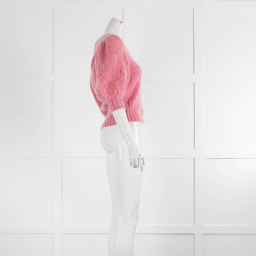 Wyse Pink Mohair Short Sleeve Cropped Cardigan