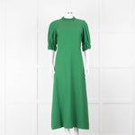 Emilia Wickstead Green High Neck Cold Shoulder Midi Dress