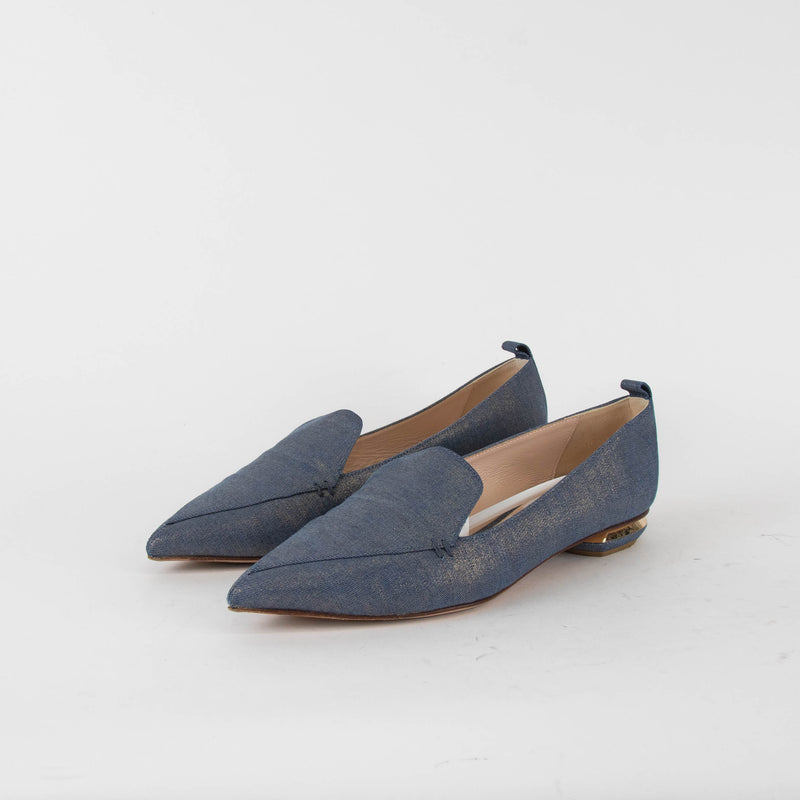 Nicholas Kirkwood Blue Shiny Canvas Pointy Shoes
