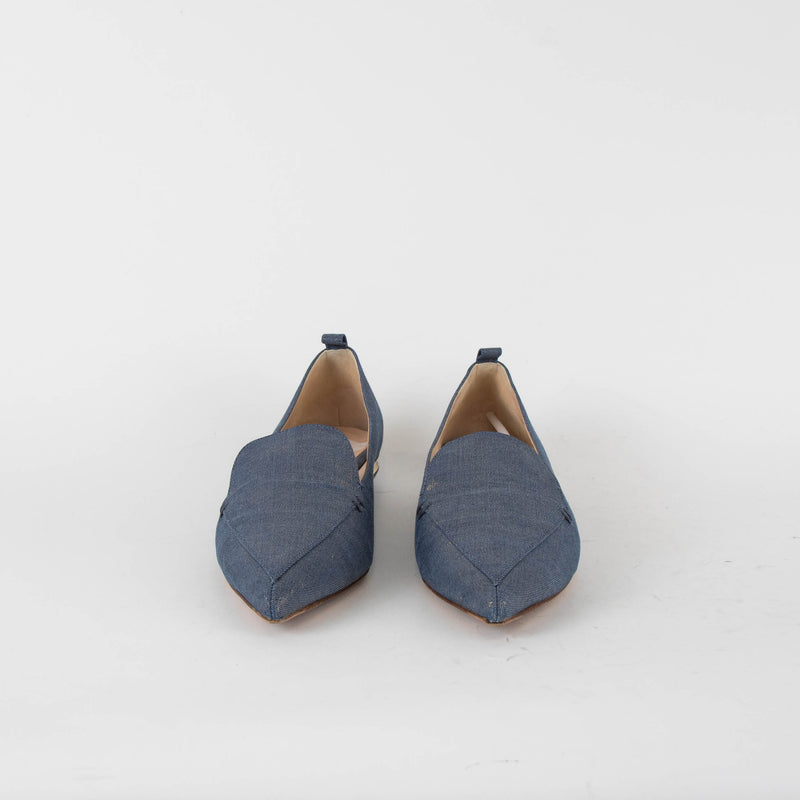 Nicholas Kirkwood Blue Shiny Canvas Pointy Shoes