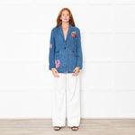 Love Moschino Blue Denim Embellished Blazer Jacket