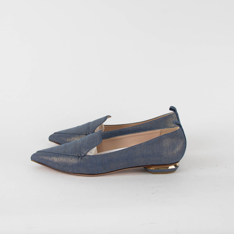Nicholas Kirkwood Blue Shiny Canvas Pointy Shoes