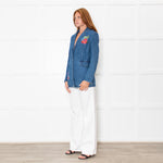 Love Moschino Blue Denim Embellished Blazer Jacket