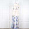 Emporio Sirenuse Cream Blue Embroidery Cotton Linen Blend Maxi Dress6