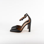 Valentino Black Leather Ankle Strap Heeled Shoes