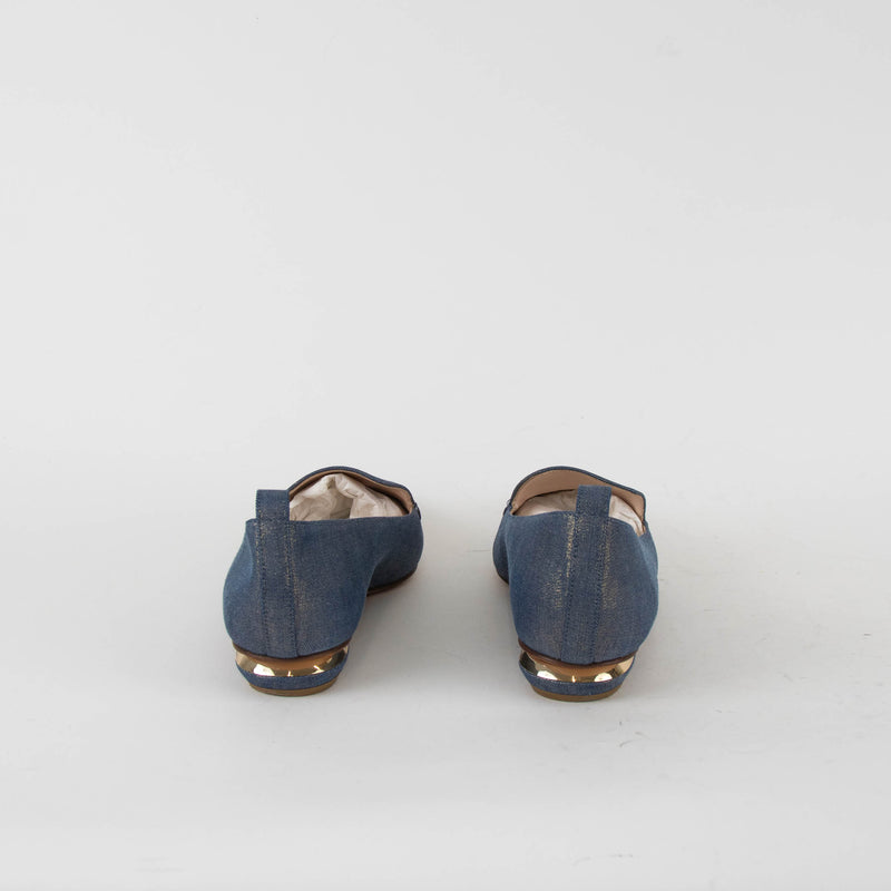 Nicholas Kirkwood Blue Shiny Canvas Pointy Shoes