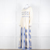 Emporio Sirenuse Cream Blue Embroidery Cotton Linen Blend Maxi Dress6