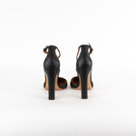 Valentino Black Leather Ankle Strap Heeled Shoes