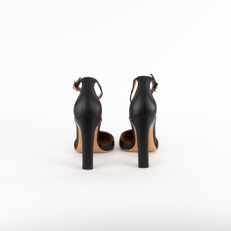 Valentino Black Leather Ankle Strap Heeled Shoes