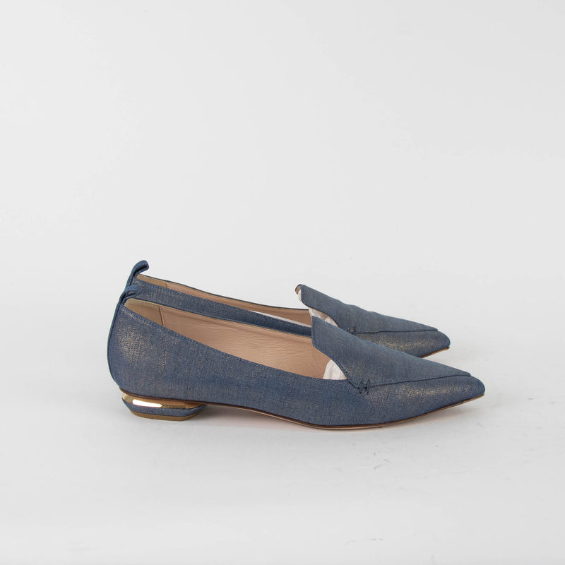 Nicholas Kirkwood Blue Shiny Canvas Pointy Shoes