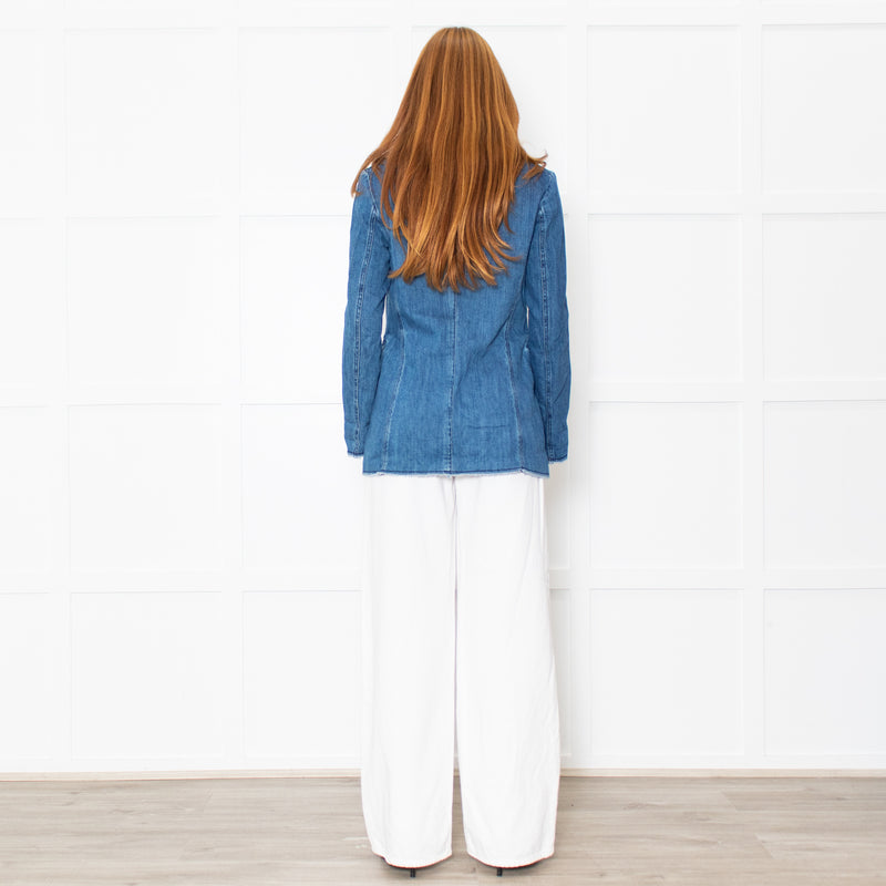Love Moschino Blue Denim Embellished Blazer Jacket