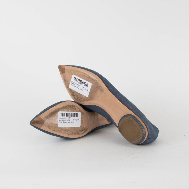 Nicholas Kirkwood Blue Shiny Canvas Pointy Shoes