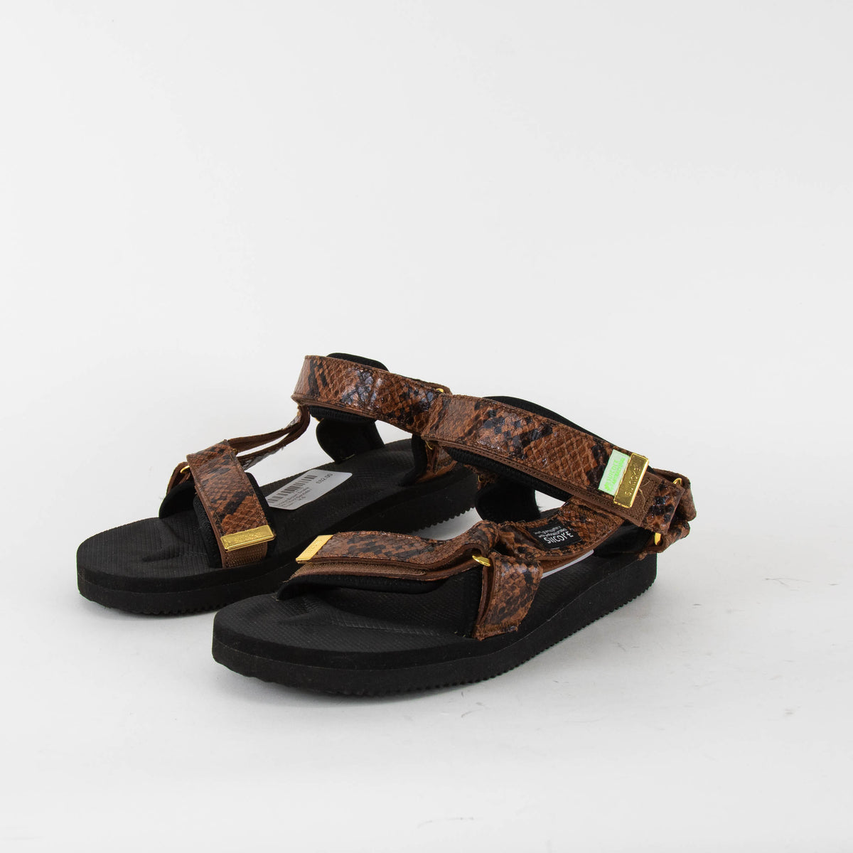 Suicoke Brown Snake Skin Effect Sandals